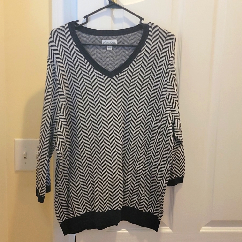 Kim Roger sweater 2x blue and white